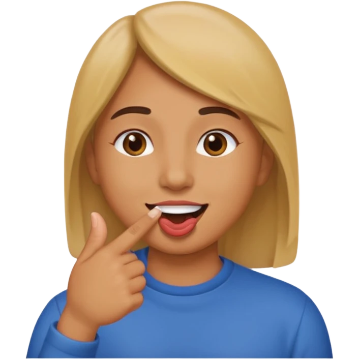 Quiero una cara con un la punta del dedo dentro de la boca modo coqueto emoji
