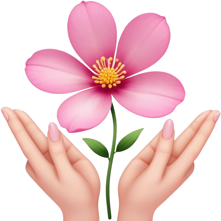 Pink flower with petals spread open by two fingers emoji