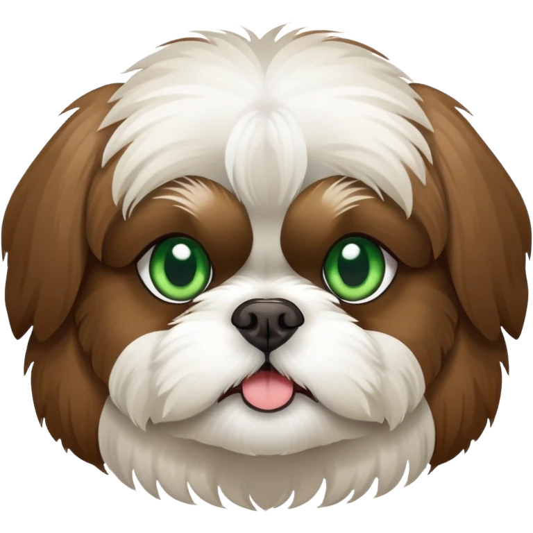 brown and white shih tzu dog with green eyes emoji