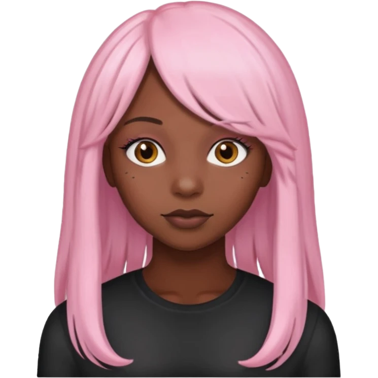 Black girl with long light pink wig emoji