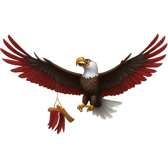 Flying Eagle with cardinal in claws emoji