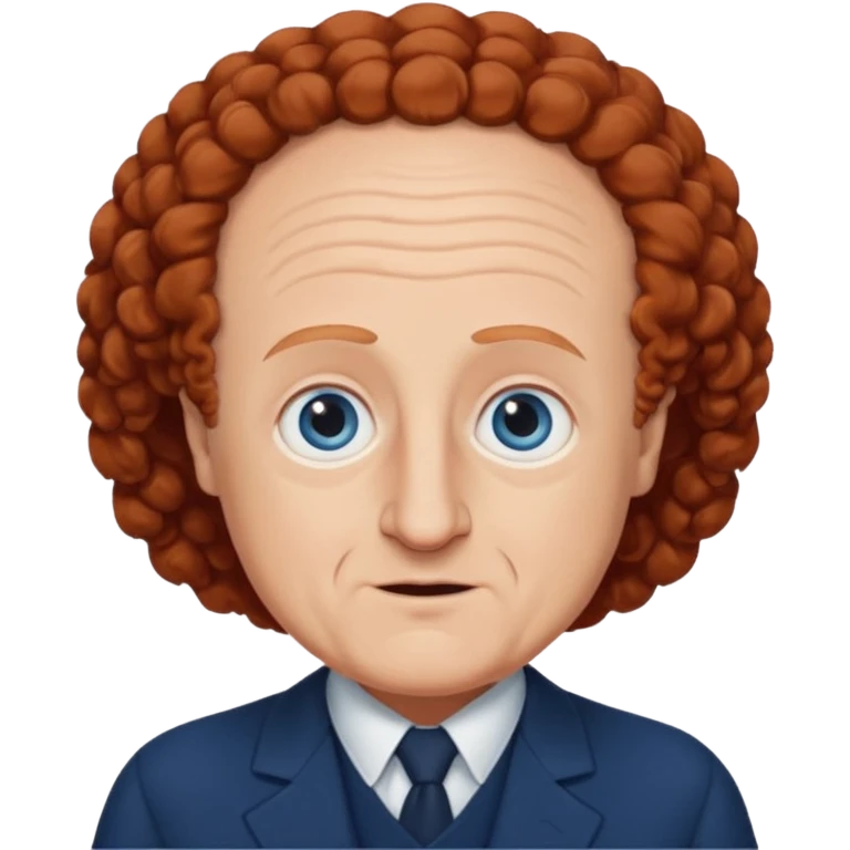 Larry Fine from the Three Stooges with blue eyes, reddish- brown hair, navy blue outfit emoji