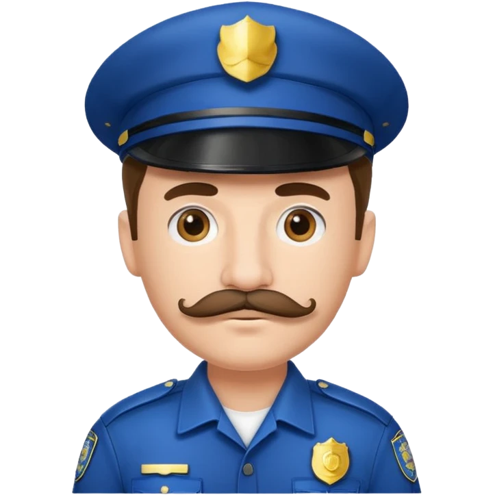Male police officer wearing white cap, mustache, realistic portrait emoji