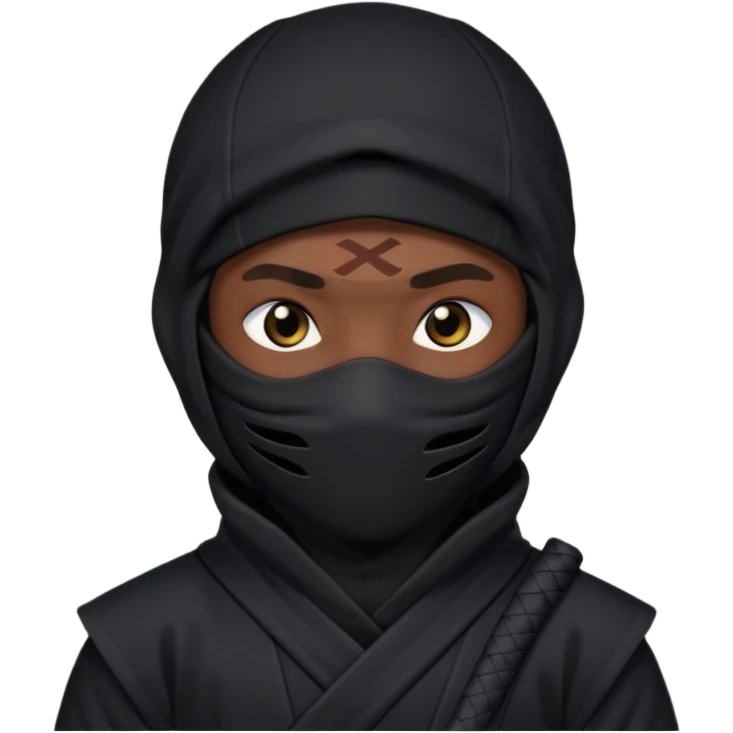 Ninja covering his face with black ninja suite. emoji