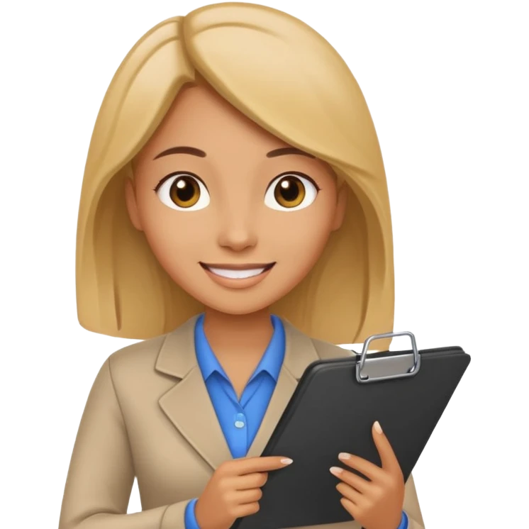 women with clipboard checking page emoji