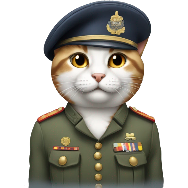 Cat wearing a soldier uniform emoji
