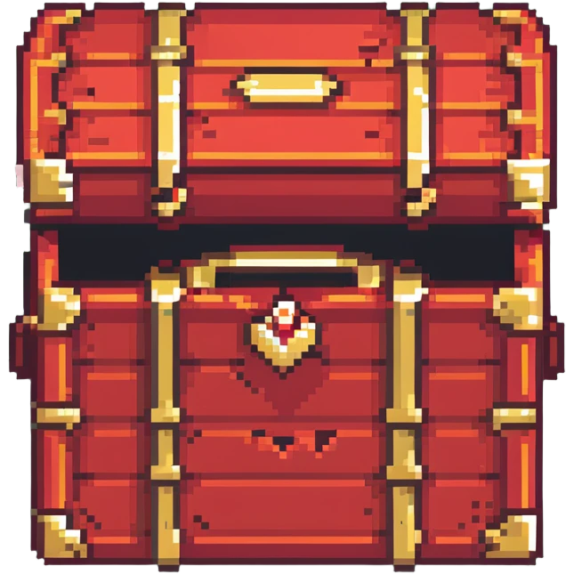 A red RPG treasure chest with gold trim, 16-bit style emoji