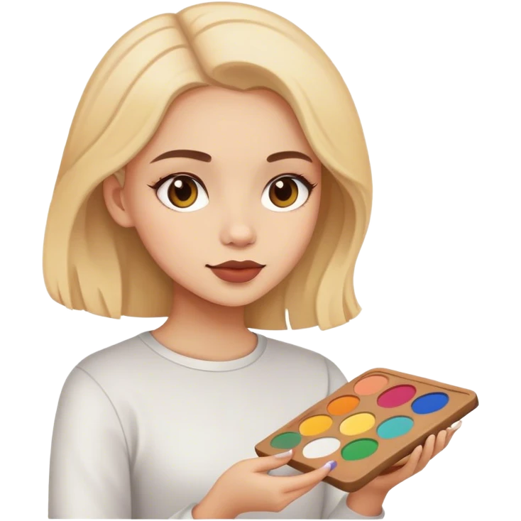 girl with palette, draws emoji