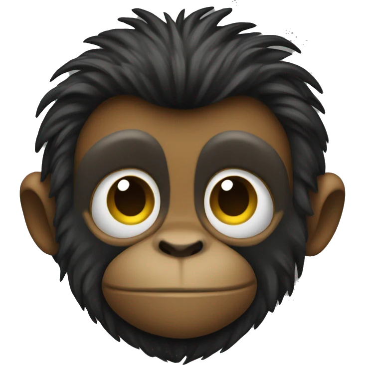 Macaco com cabelo preto liso sorrindo emoji