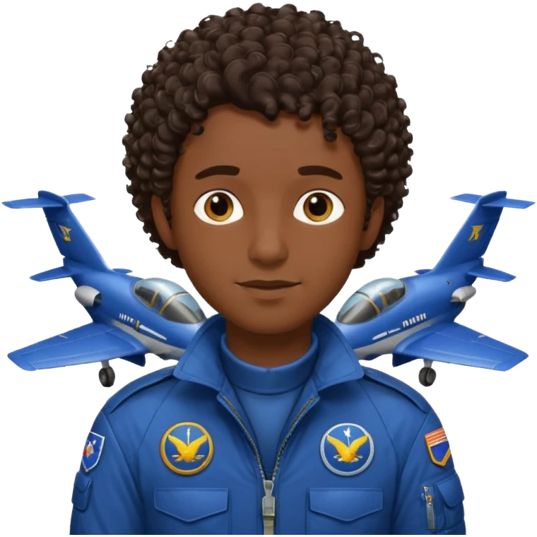 A male pilot with dark skin and close-cut curly hair emoji