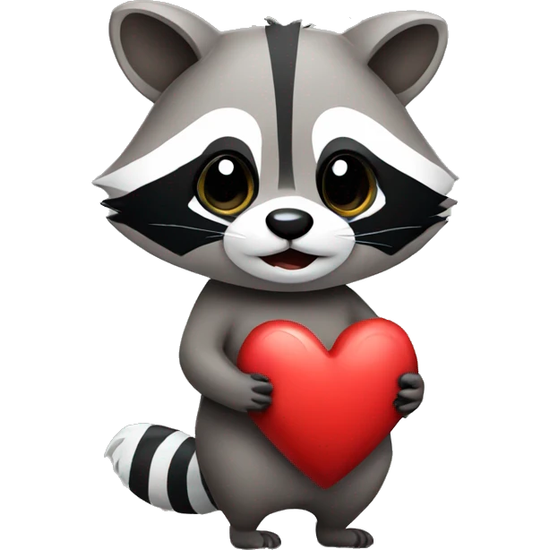 Raccoon holding a heart emoji