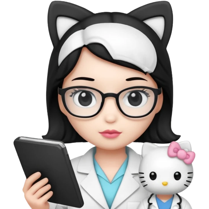 hello kitty science and black and white emoji