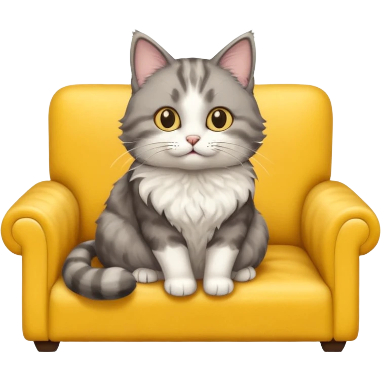 realistic cat in a yellow sofa emoji