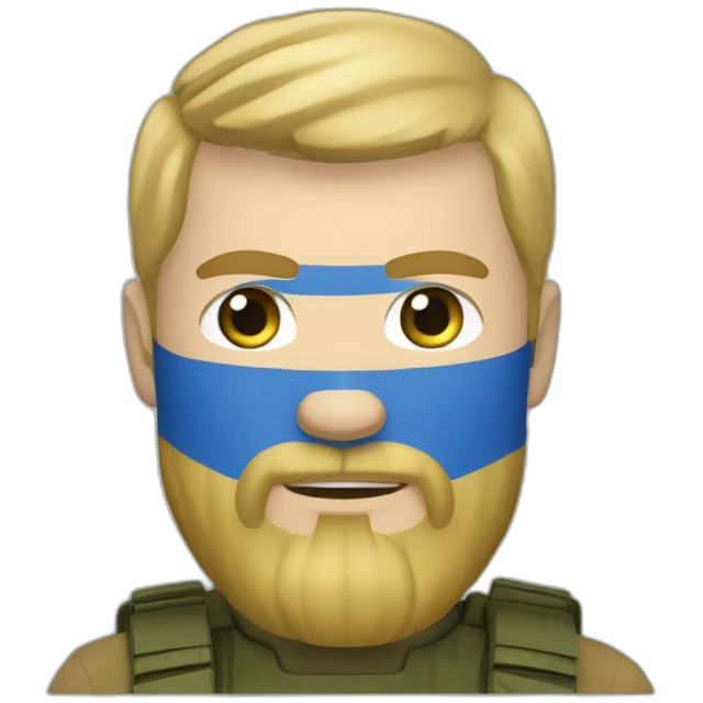 ukrainian military man with blonde with a beard and blue eyes who looks like ragnar lodbrok emoji