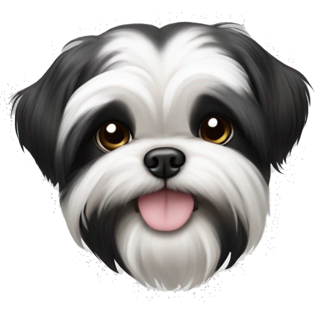 cachorro shih-tzu com pelos em branco e preto emoji