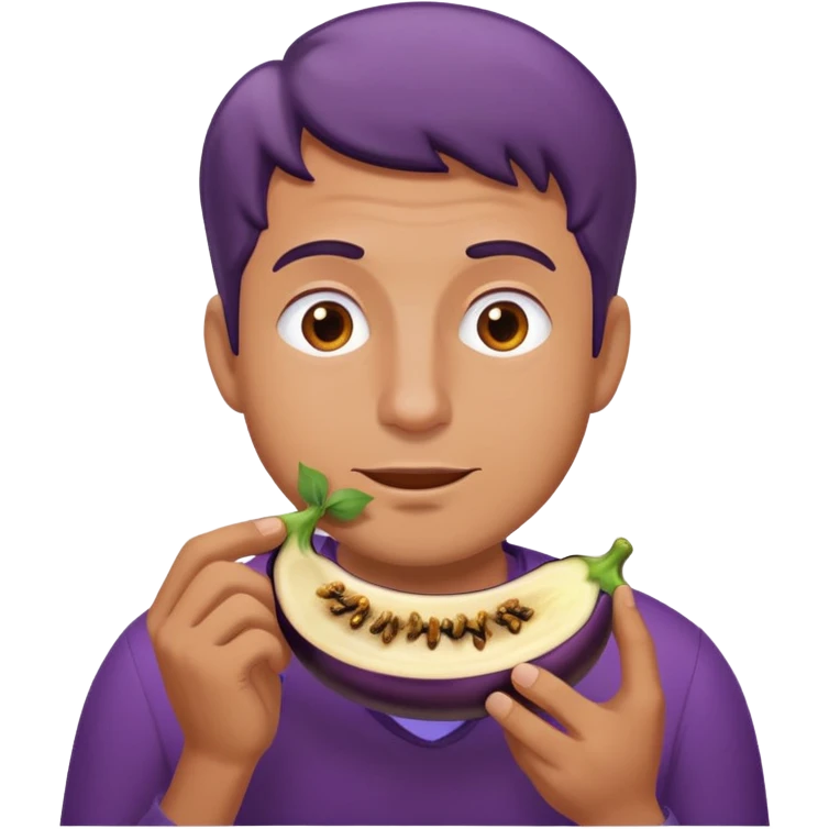 Guy eating eggplant emoji
