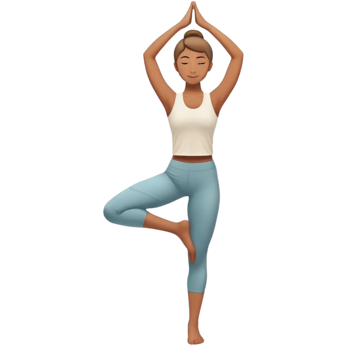 person in yoga pose balancing on one leg, centered and calm emoji
