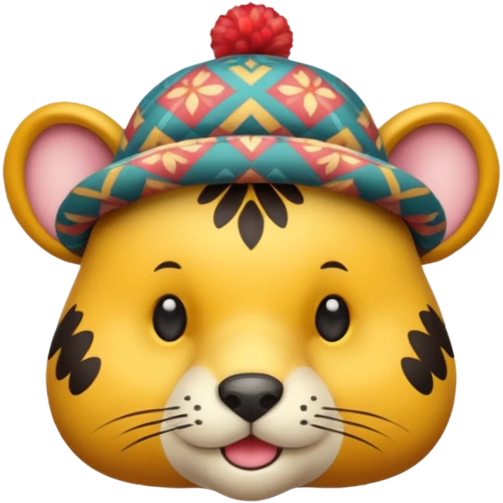 animal wearing patterned hat  emoji