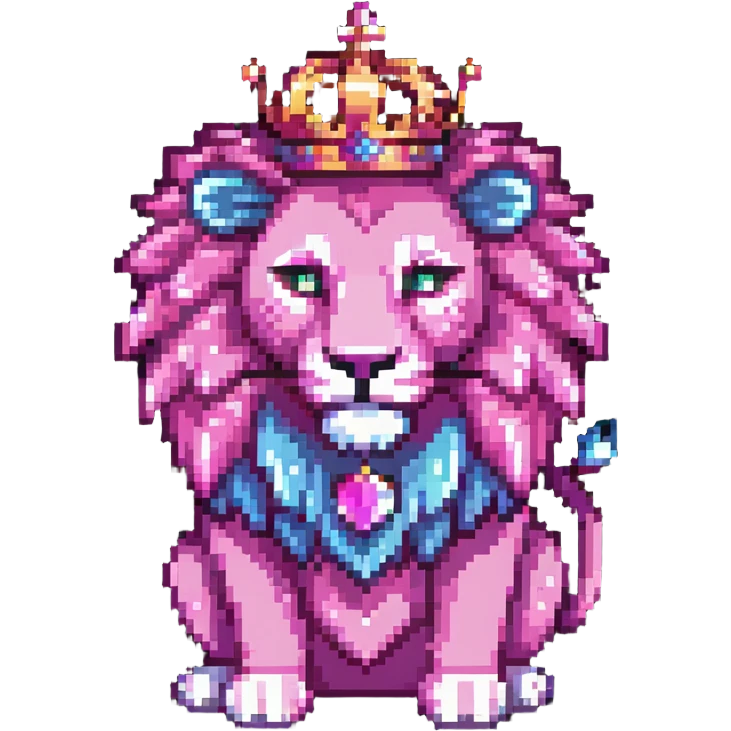 Pink lion with magical aura and crown emoji