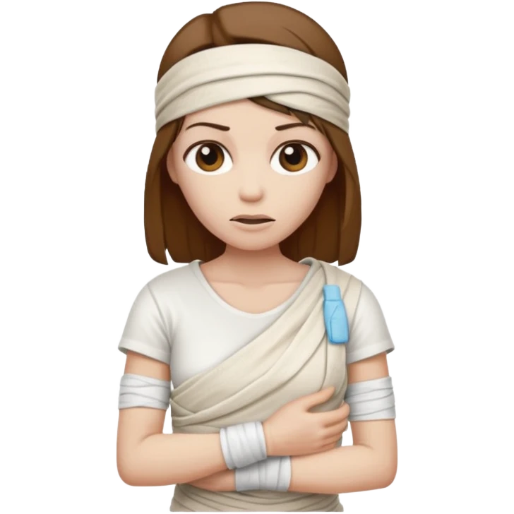 Mummy, his clothes:white T-shirt, brown hair emoji