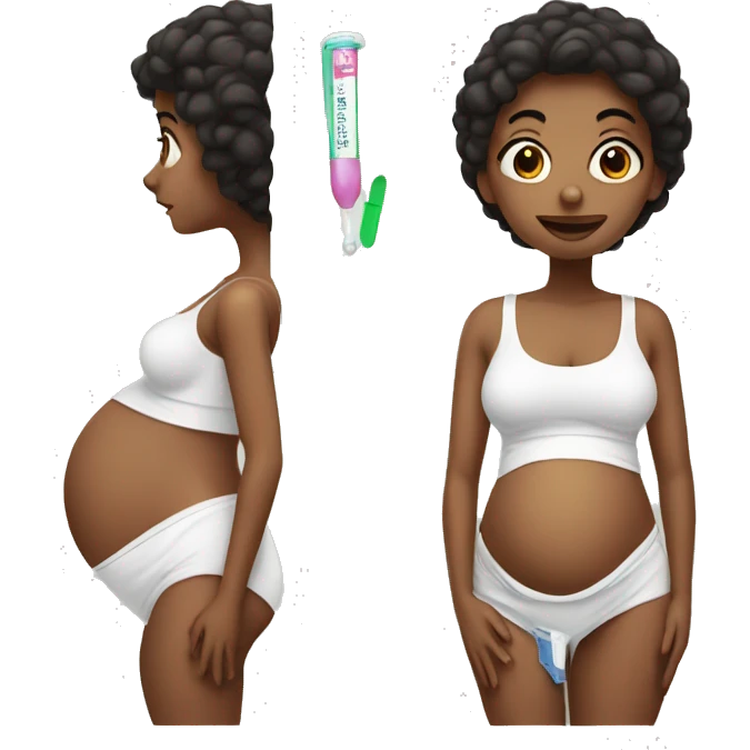 Girl with pregnancy test emoji