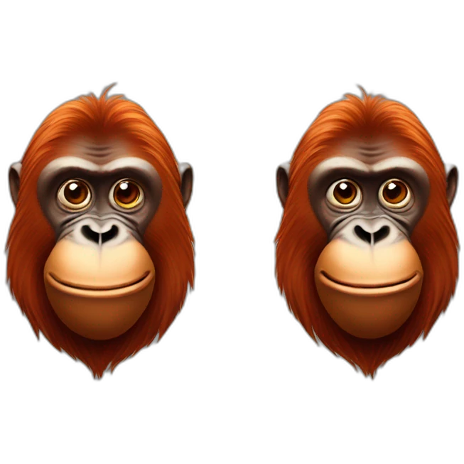 orangutan with melting emoji as a face emoji
