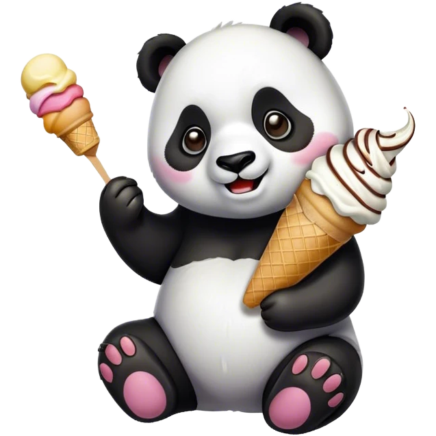 Panda eating ice cream emoji