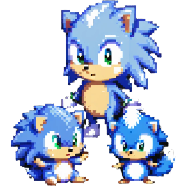 Cute baby Sonic, cute baby Shadow, and cute baby Silver hedgehogs playing together emoji