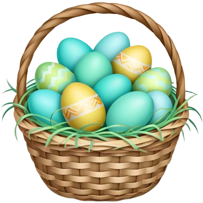 Easter basket with light green and turquoise eggs emoji