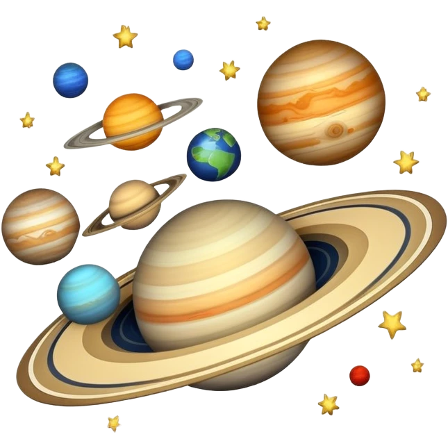 outer space with planets and stars emoji