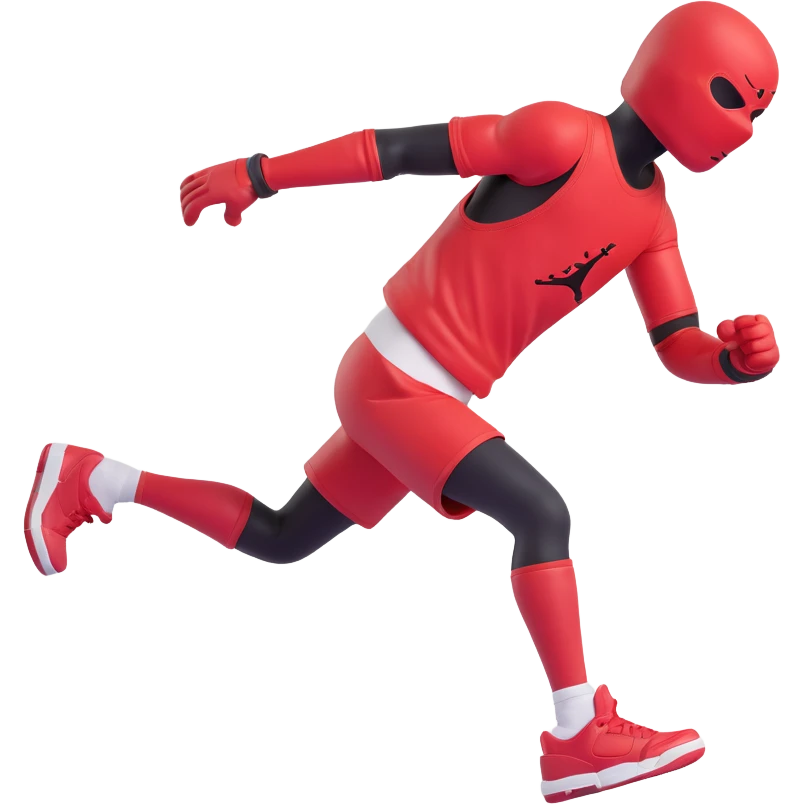 3D emoji style red Jordan Retro 3 sneaker with arms and legs, no face, running pose emoji