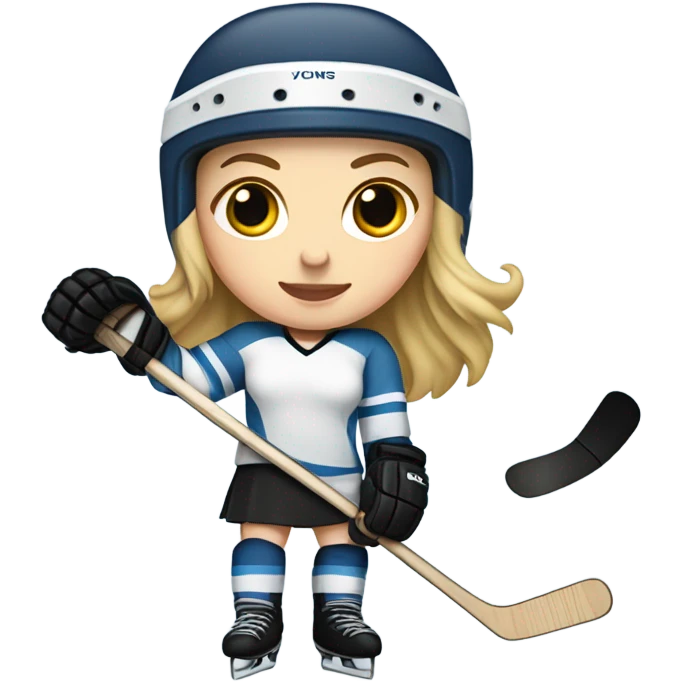white brown hair Girl ice hockey player  emoji