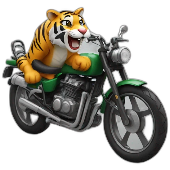 Tiger laughing on the bike emoji