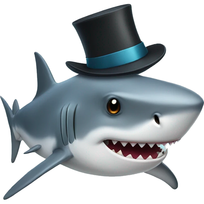 Shark with a top hat emoji