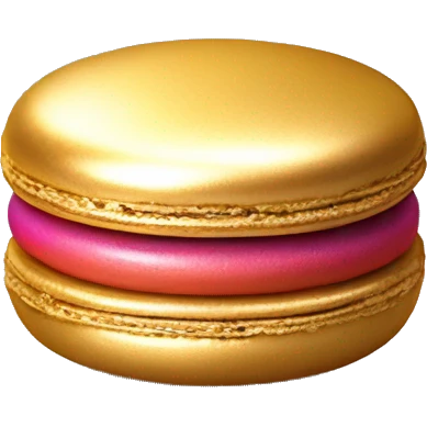 Realistic metallic gold macaroon with gradient colorful filling  emoji