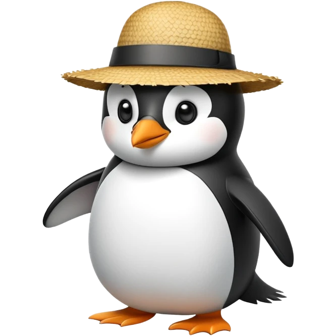 Penguin with straw hat  emoji