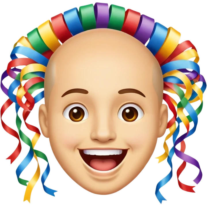 face with open mouth, smiling, surrounded by parade streamers emoji