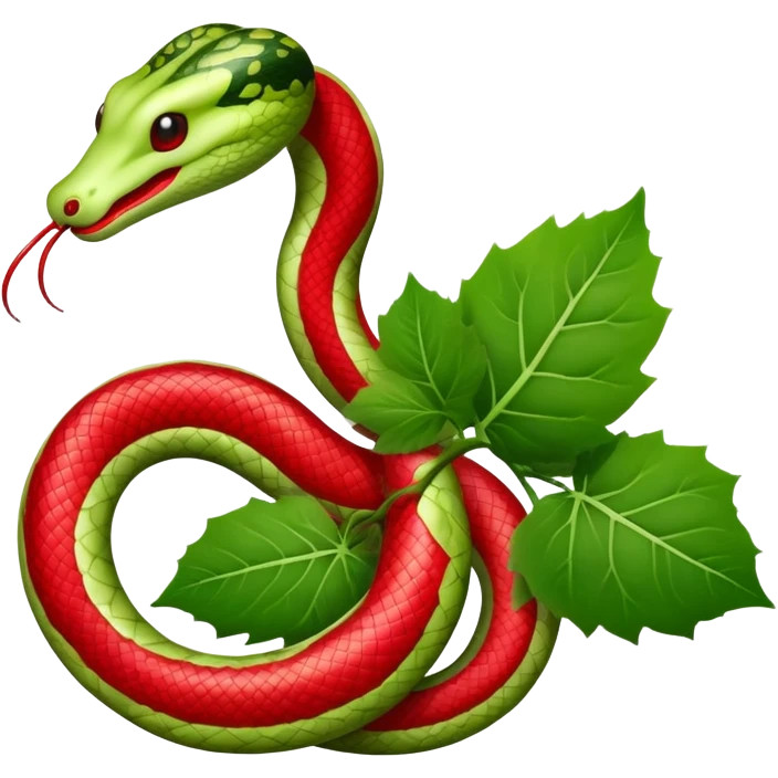 Japanese snake gourd (Karasu Uri) with distinctive bright red fruit and green leaves, traditional Japanese folk motif emoji