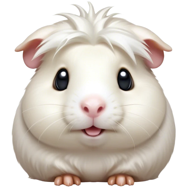 Cinematic Comical White Guinea Pig Portrait Emoji, Head tilted dramatically with an exaggeratedly amused expression, featuring a glossy, pristine white fur with an adorably scrunched face, wide, expressive dark eyes filled with playful disbelief, Simplified yet hilariously expressive features, highly detailed, glowing with a slightly sassy glow, high shine, dramatic yet playful, stylized with an air of cheeky mischief, bright and endearing, soft glowing outline, capturing the essence of a spirited and over-the-top guinea pig, so meme-worthy it feels like it could side-eye its way into internet fame instantly! emoji