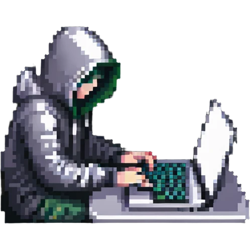 hacker with laptop and code emoji