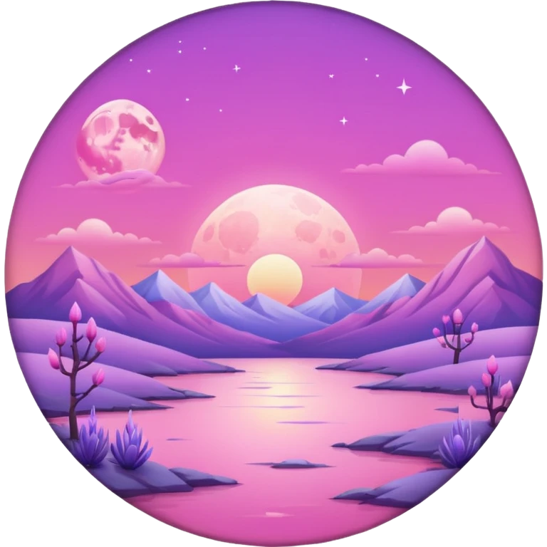 Shiny pastel rose-pink-lavender-violent-gradient moon sunset aesthetic realistic real life scenery landscape emoji
