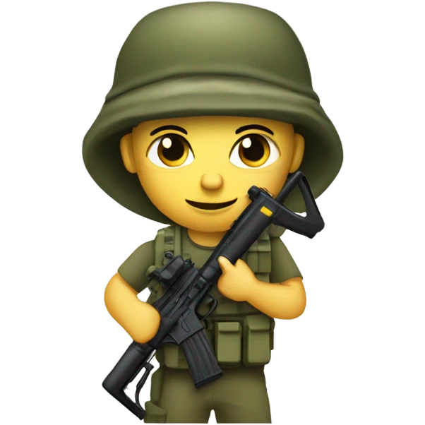 recon marine with M16 rifle and soft camo jungle hat  emoji