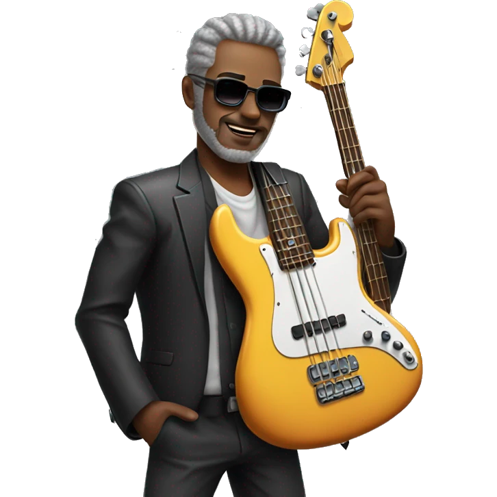 Cool daddy playing electric bass emoji