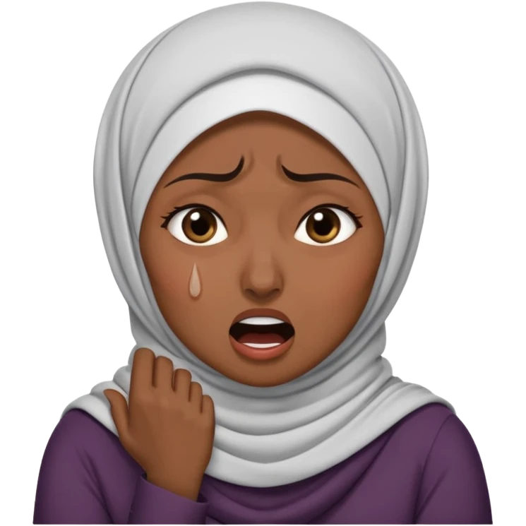 A hijabi woman choking herself out of frustration and anger emoji