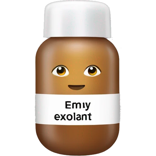tiny facial exfoliant bottle with label emoji