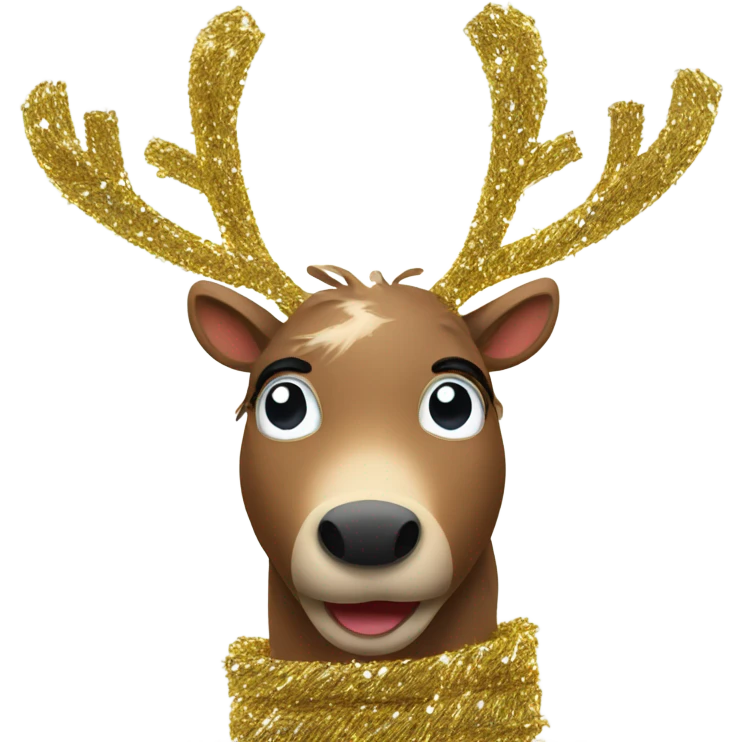 Reindeer stuck in tinsel emoji