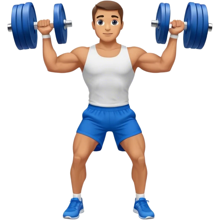 man with blue shorts doing side-lateral raise (T pose) with light dumbbells emoji