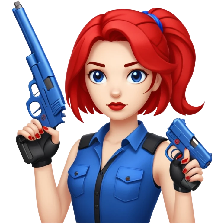 ￼Scorpio girl with two blue and red hand guns emoji