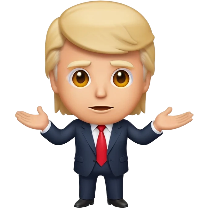 Donald Trump as a playful emoji character, recognizable hairstyle, suit, and expressive face emoji