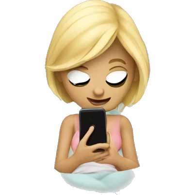 Blonde girl undercover in bed on phone emoji